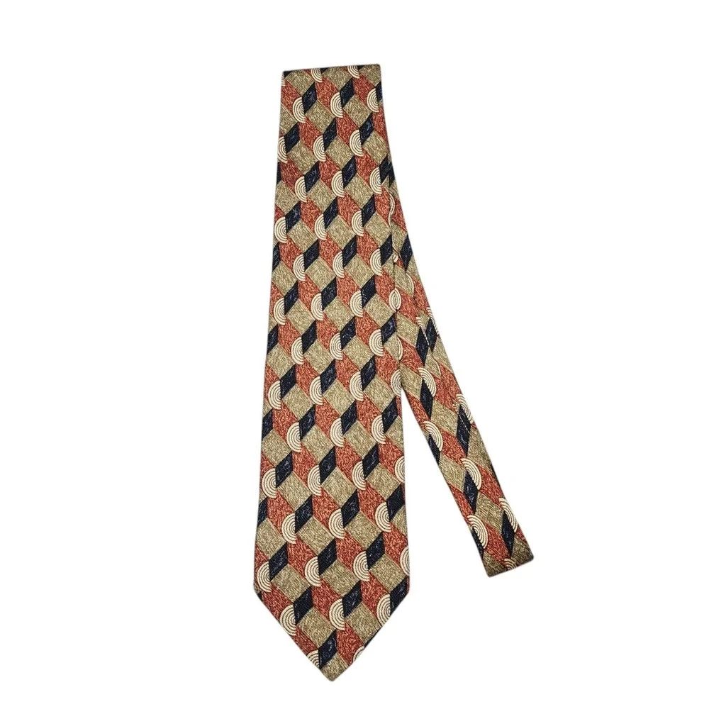Ermenegildo Zegna Mens Vintage Geometric Silk Tie Made In‎ Italy Multicolor